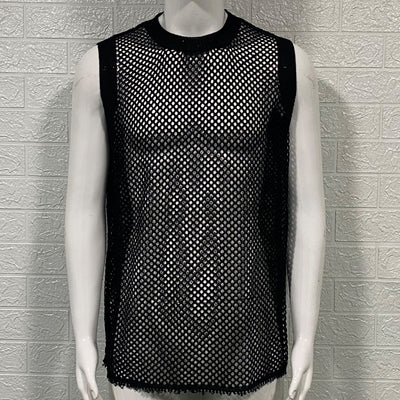 Stylish Men's Sleeveless Mesh Tank Top - Breathable Summer Gym Shirt - - Men's Shirts - Carvan Mart