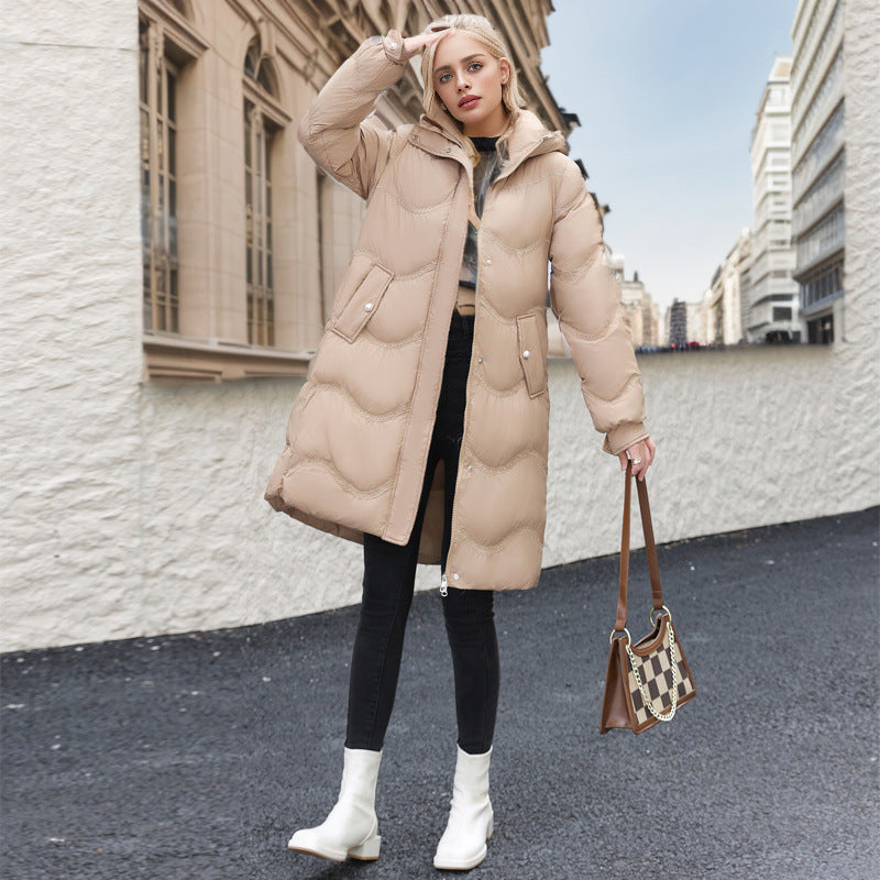 Stylish Winter Quilted Coat Mid-length Women's Cotton Jacket - Carvan Mart Ltd