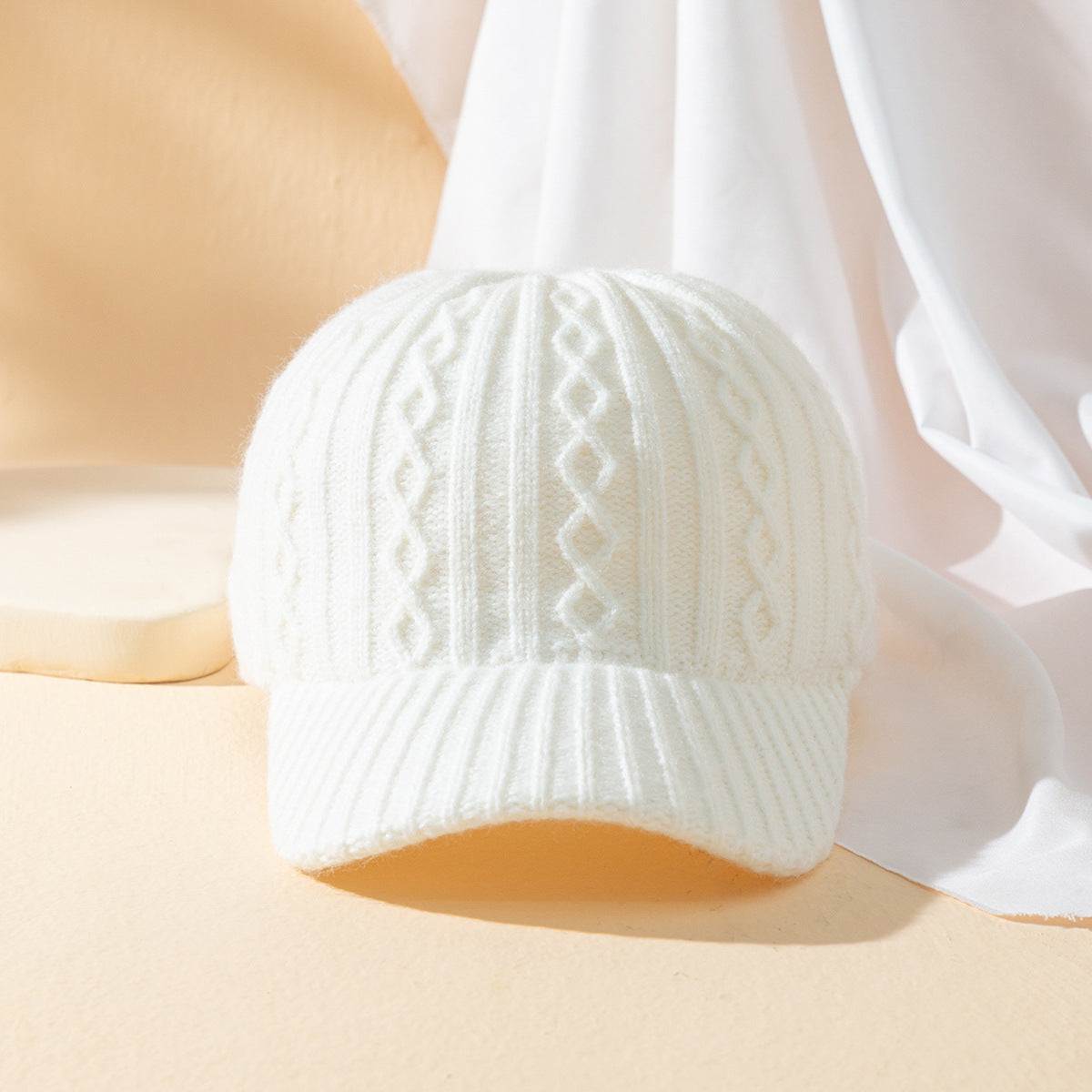 Women's Knitted Wool Keep Warm Solid Color Light Plate Peaked Cap - Carvan Mart
