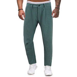 Men's Fashion Thickened Straight Trousers - Comfortable and Versatile Cotton Pants - Green - Men's Pants - Carvan Mart