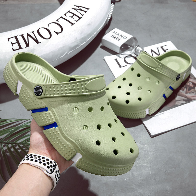 Trendy Non-slip Soft Bottom Hollow-out Closed Toe Sandals - Green - Men's Sandals - Carvan Mart