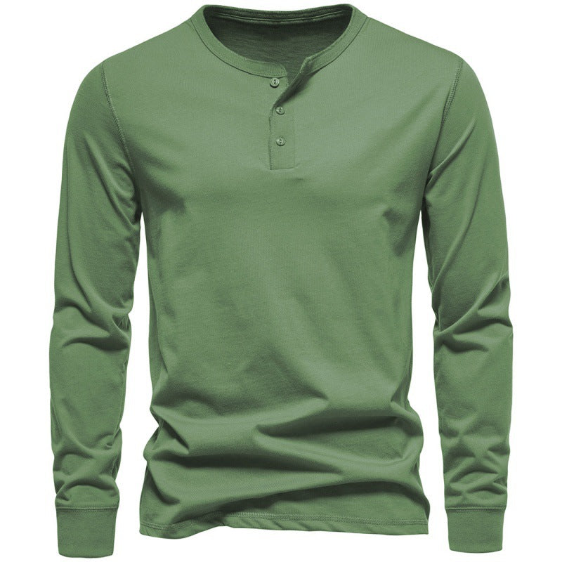 Modern Henley Neck Tops Men's Long-sleeve T-shirt - Carvan Mart