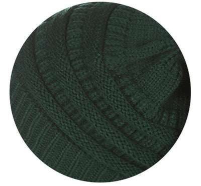 Warm Hat Thickening Not Fleece-lined Knitting Plus Fur Ball - Dark Green Average Size - Women's Hats & Caps - Carvan Mart