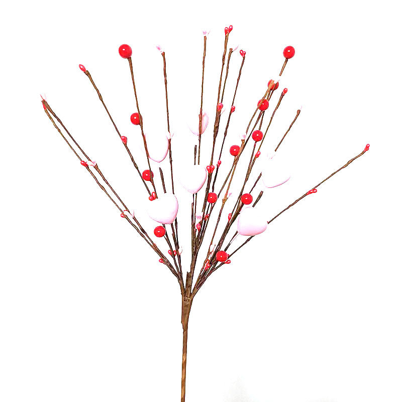 Small Twig Cutting Beads Heart-shaped Furnishings Living Room Decoration - Pink Red Ball - Gift - Carvan Mart