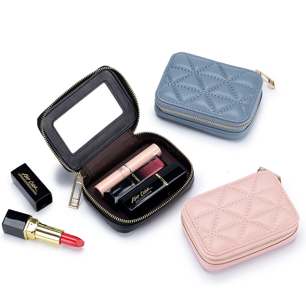 Rhombus Portable Portable Lipstick Pack Mini Cosmetic Bag - - Women's Wallet - Carvan Mart