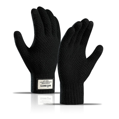 Men's Fashion Velvet Padded Thick Jacquard Warm Wool Touch Screen Gloves - - Men's Gloves - Carvan Mart