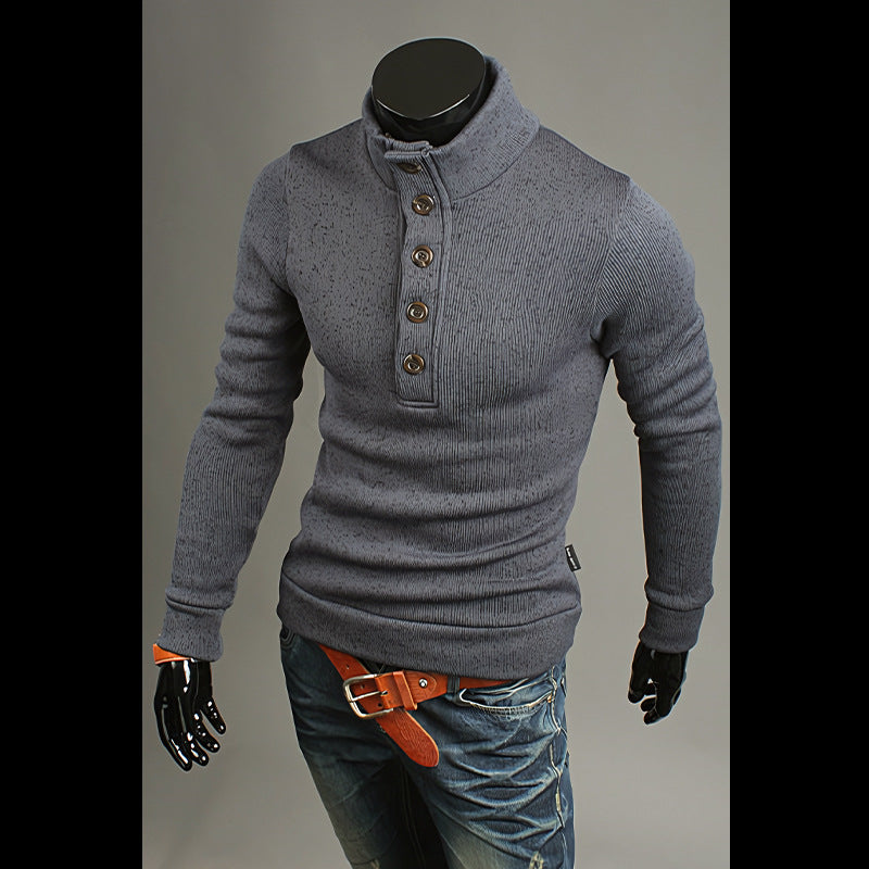 Men's Fashion Trendy Turtleneck Buttons Sweater - Carvan Mart