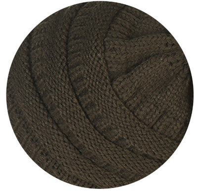 Warm Hat Thickening Not Fleece-lined Knitting Plus Fur Ball - Army Green Average Size - Women's Hats & Caps - Carvan Mart