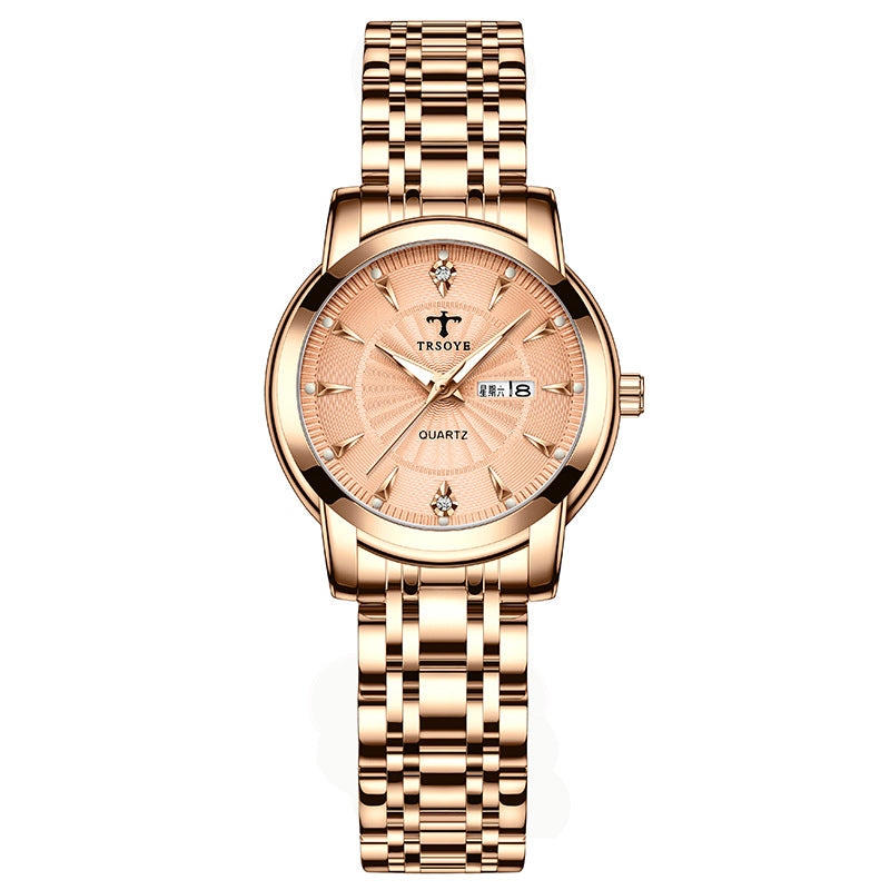 Small And Exquisite Women's Waterproof Luminous Simplicity Quartz Watch - 8801 Rose Gold Shell - Women's Watches - Carvan Mart