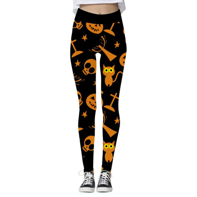 Halloween Yoga Pants - Pumpkin Skull 3D Leggings - WMYJK023 - Pants & Capris - Carvan Mart