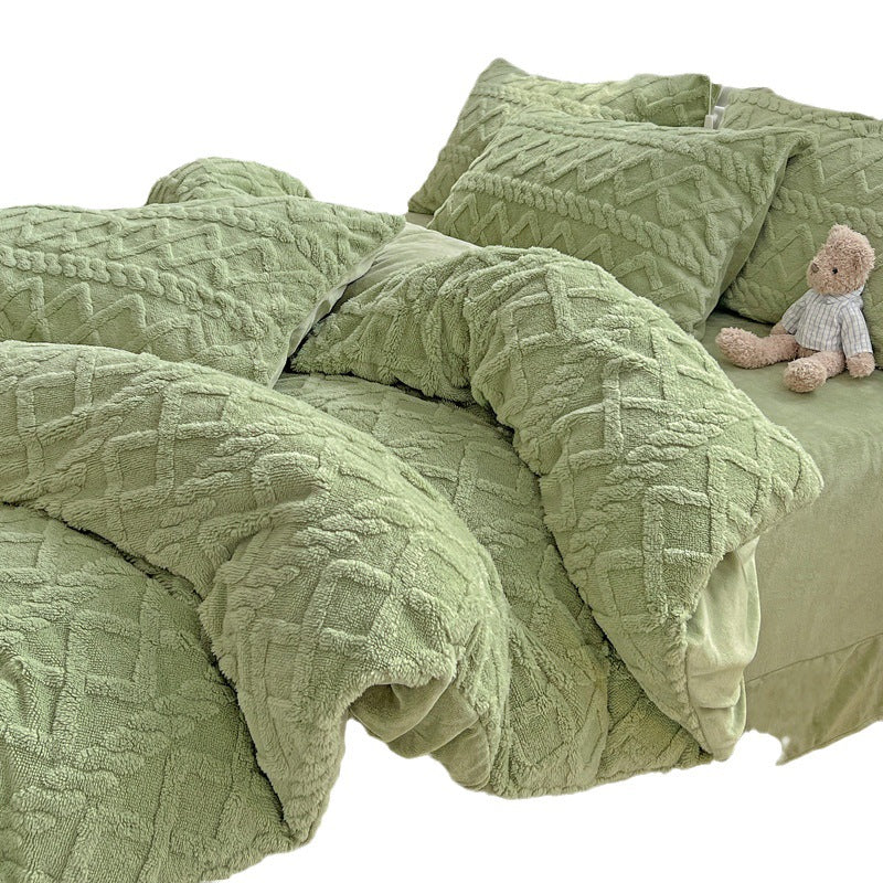 Four-piece Bed Set Thickened Warm Milk Fiber - - Bedding Sets - Carvan Mart