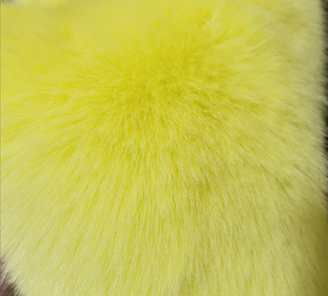 New Women's Coat Short Stitching Long Sleeve Fur Jacket - Yellow - Leather & Suede - Carvan Mart