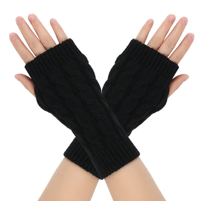 Warm Wool Gloves Winter Men's Open Finger - Black Average Size - Women Gloves & Mittens - Carvan Mart