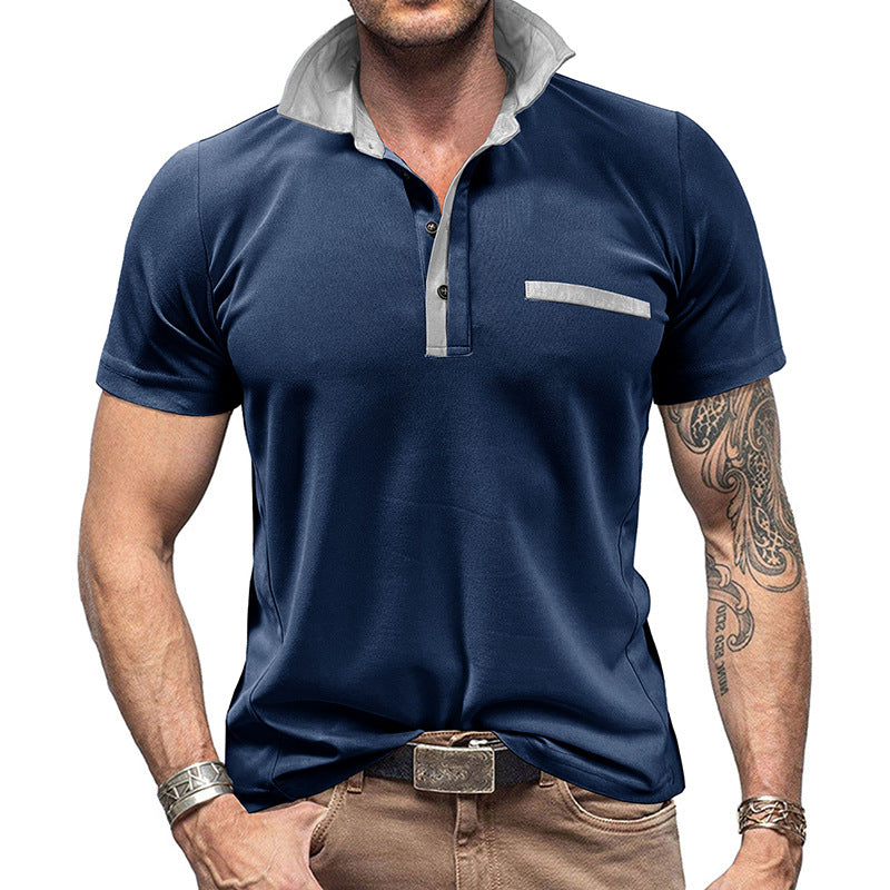 Men's Casual Short Sleeve Polo Shirt - Stylish & Comfortable Summer Wear - Sapphire Blue - Men's Shirts - Carvan Mart