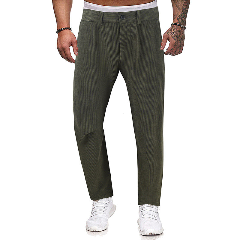 Men's Fashion Thickened Straight Trousers - Comfortable and Versatile Cotton Pants - Carvan Mart