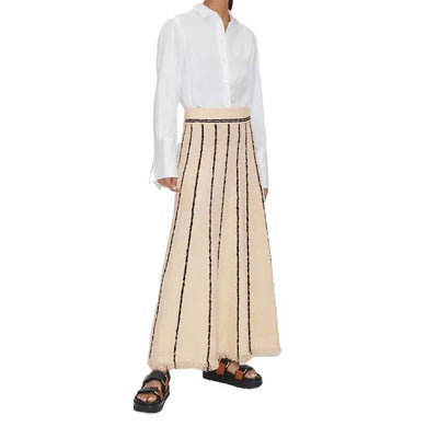 Women's Striped Tassel Knitted Skirt - Carvan Mart