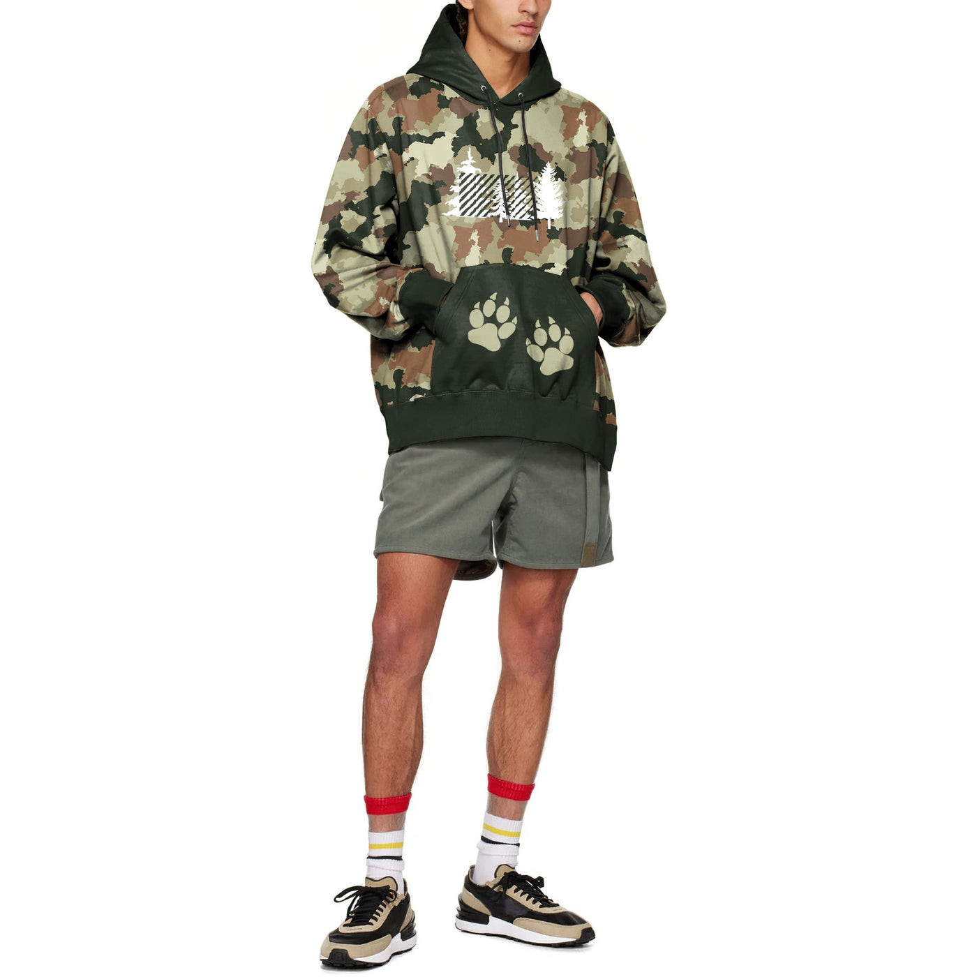 Men's Fashion Connector Retro Camouflage Digital Printed Hoodie - Carvan Mart