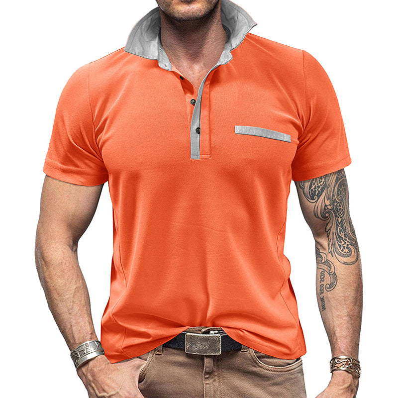 Men's Casual Short Sleeve Polo Shirt - Stylish & Comfortable Summer Wear - Orange - Men's Shirts - Carvan Mart