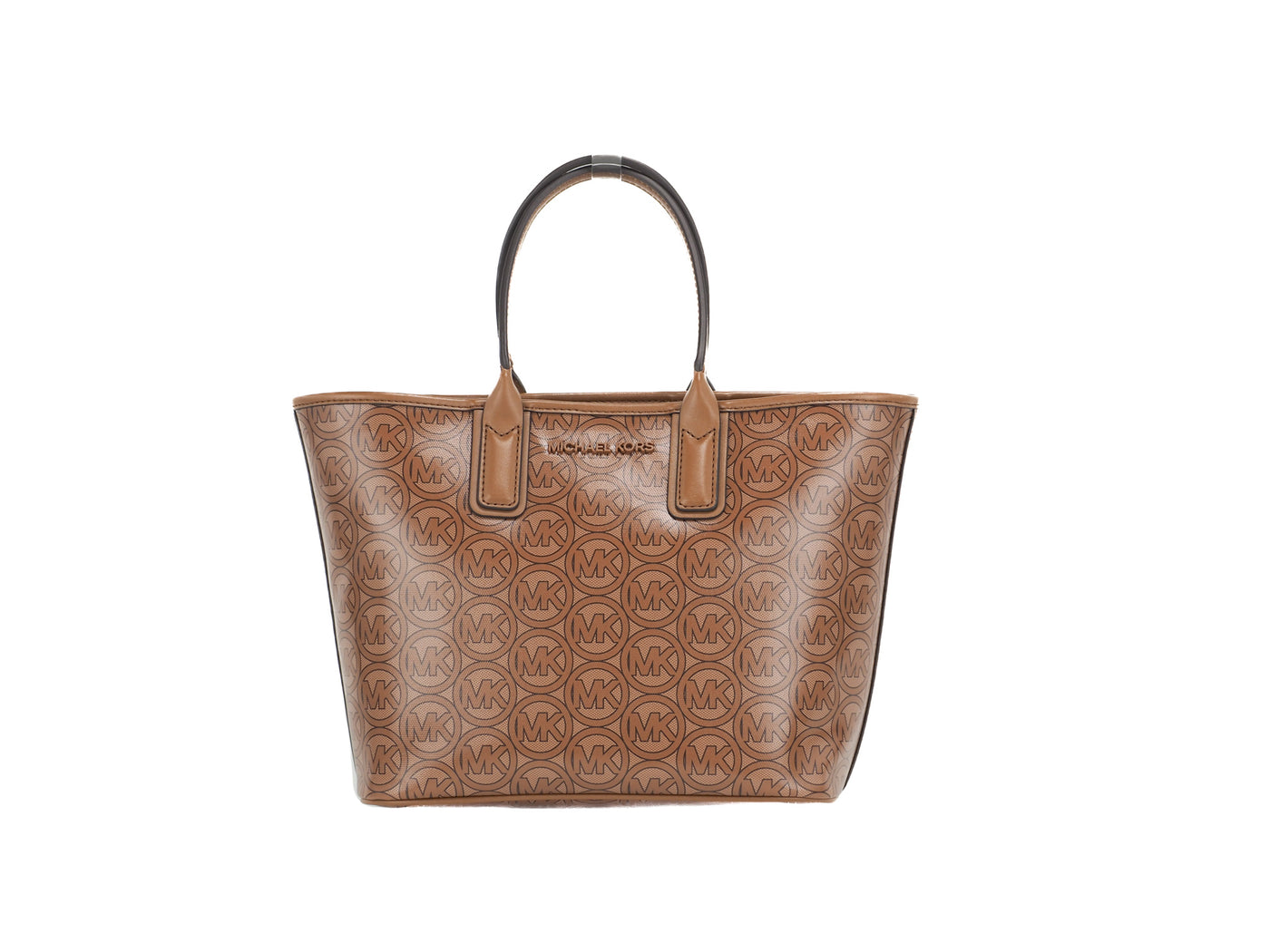 Michael Kors Jodie Small Jacquard Logo Recycled Polyester Tote Handbag Luggage Brown - - - Michael Kors