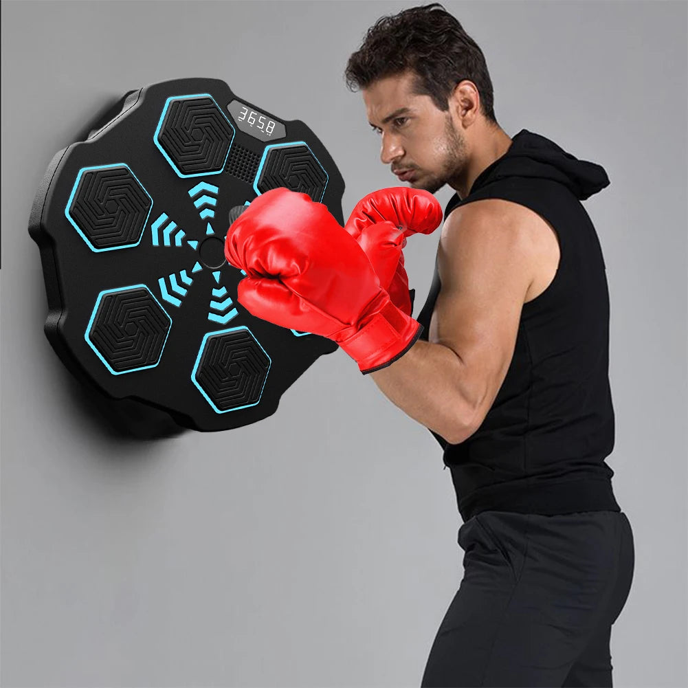 Smart Boxing Machine Musical Boxing Target - Blue With Gloves - Gift - Carvan Mart