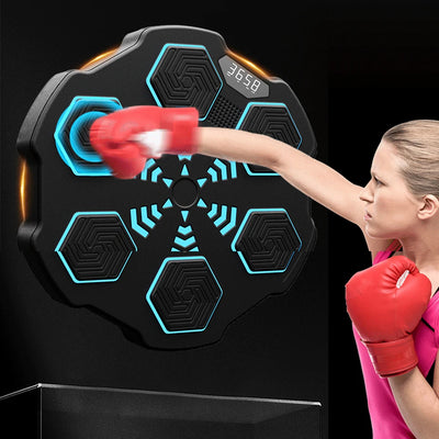 Smart Boxing Machine Musical Boxing Target - Hexagonal Blue With Black Boxing Gloves - Gift - Carvan Mart