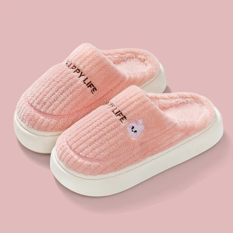 Winter Cotton Slippers Men's and Women's Indoor Soft Sole Non slip Warm Couple Cotton Shoes - Carvan Mart