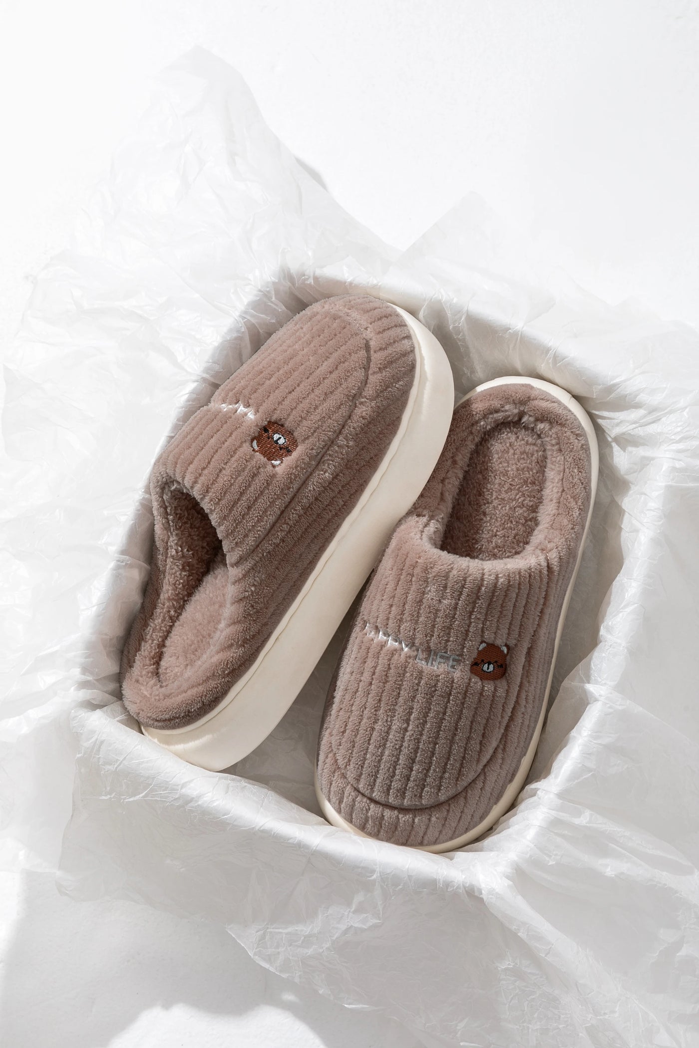 Winter Cotton Slippers Men's and Women's Indoor Soft Sole Non slip Warm Couple Cotton Shoes - Chocolate - Women's Slippers - Carvan Mart