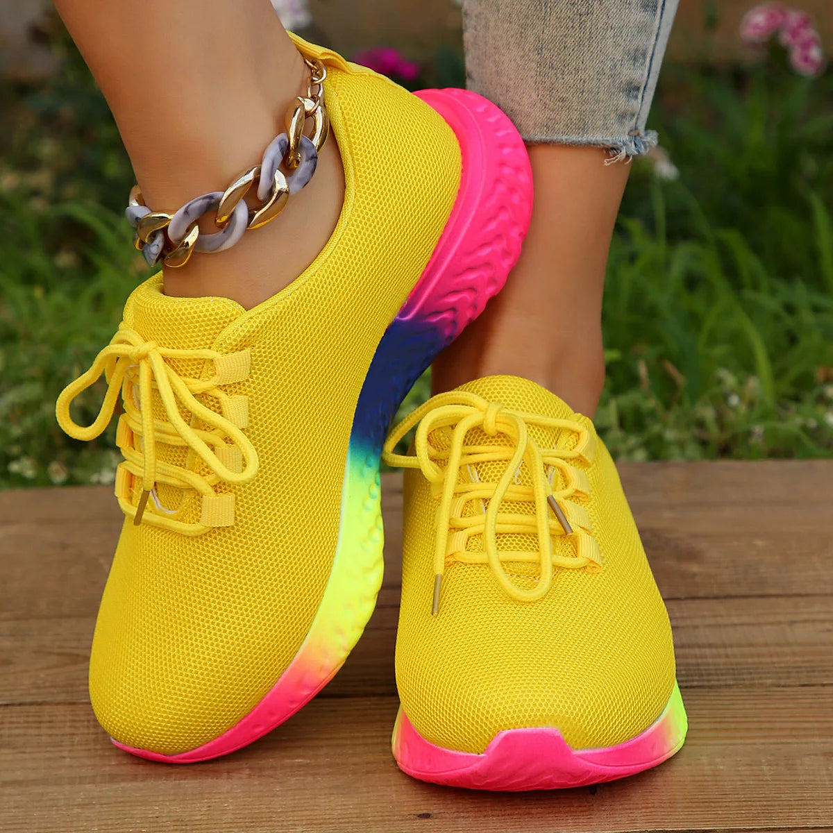 Vibrant Running Shoes | Colorful Breathable Athletic Sneakers for Daily Workout - Carvan Mart