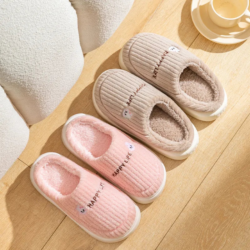 Winter Cotton Slippers Men's and Women's Indoor Soft Sole Non slip Warm Couple Cotton Shoes - - Women's Slippers - Carvan Mart