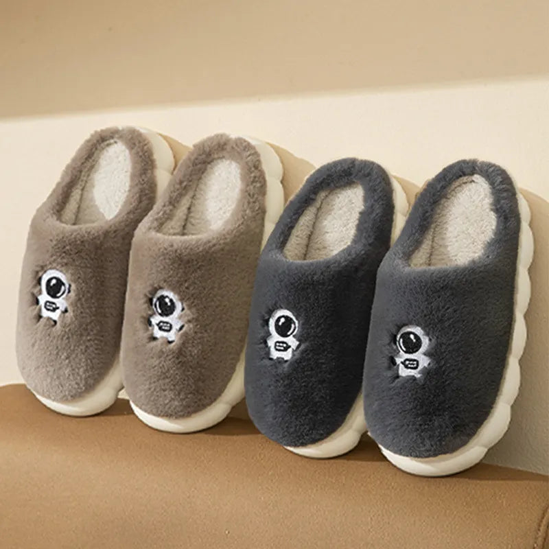 Winter Soft Sole Men's Floor Antiskid Slides Bedroom Slippers Warm Fluffy Slippers Cotton Shoes