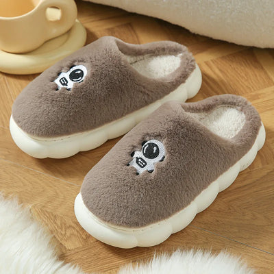 Winter Soft Sole Men's Floor Antiskid Slides Bedroom Slippers Warm Fluffy Slippers Cotton Shoes - Carvan Mart