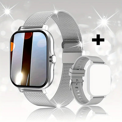 Smart Watch Android Phone Color Screen Full Touch Custom Dial Bluetooth Call Smart Watch - Mesh steel silver - Women's Watches - Carvan Mart