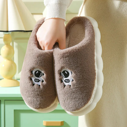 Winter Soft Sole Men's Floor Antiskid Slides Bedroom Slippers Warm Fluffy Slippers Cotton Shoes