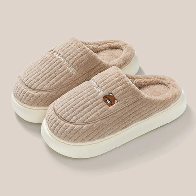 Winter Cotton Slippers Men's and Women's Indoor Soft Sole Non slip Warm Couple Cotton Shoes - Carvan Mart