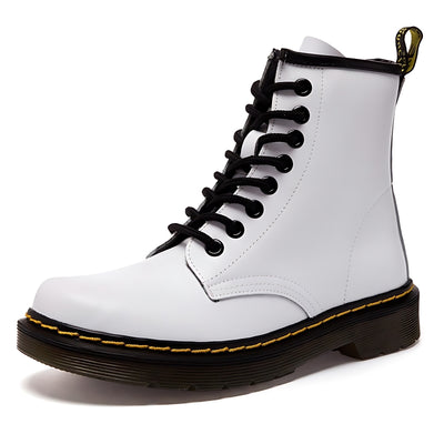 SMOOTH LEATHER LACE UP Martens Boots - White - Women's Shoes - Carvan Mart