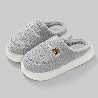 Winter Cotton Slippers Men's and Women's Indoor Soft Sole Non slip Warm Couple Cotton Shoes - GRAY - Women's Slippers - Carvan Mart