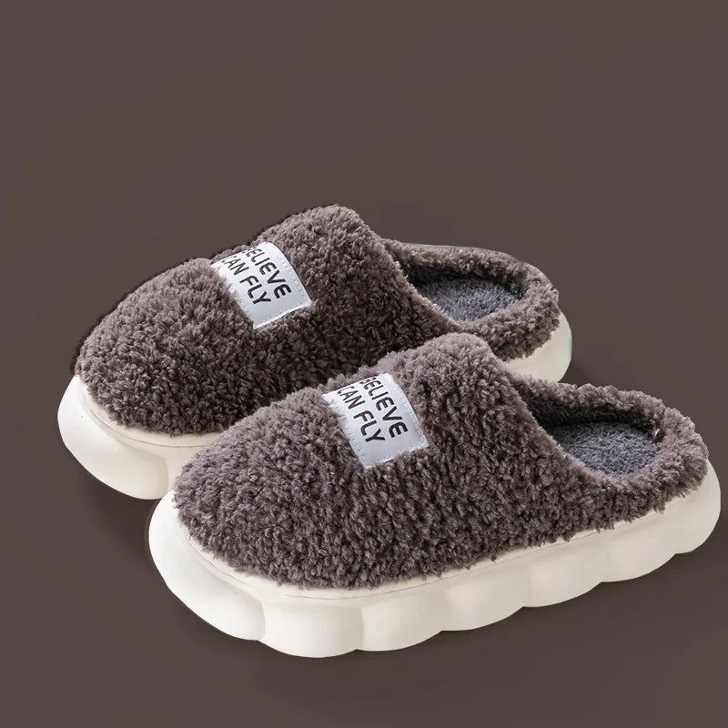 Winter Soft Sole Mens Indoor Floor Antiskid Slides Bedroom Warm Plush Slippers Cotton Shoes - Carvan Mart