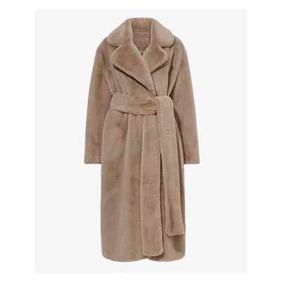 Long Rabbit Mink Fur Coat Jacket Women's Plush Turndown Collar Coat - Carvan Mart