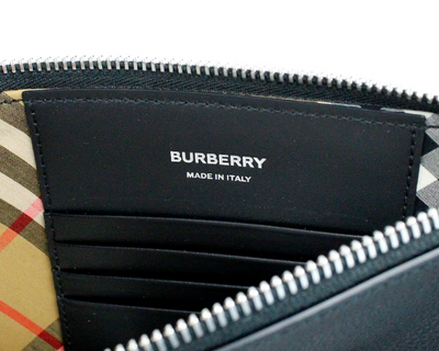 Burberry Peyton Monogram Black Leather Pouch Crossbody Bag Purse - - - Burberry