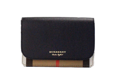 Burberry Hampshire Small House Check Canvas Black Derby Leather Crossbody Bag - Black - - Burberry