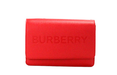 Burberry Hampshire Small Red Embossed Logo Smooth Leather Crossbody Bag - Red - - Burberry