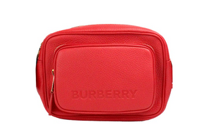 Burberry Small Branded Bright Red Grainy Leather Camera Crossbody Bag - Red - - Burberry