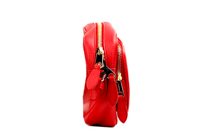 Burberry Small Branded Bright Red Grainy Leather Camera Crossbody Bag - - - Burberry