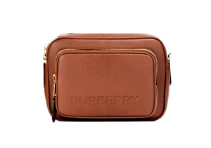 Burberry Small Branded Tan Brown Leather Camera Crossbody Bag - Brown - - Burberry