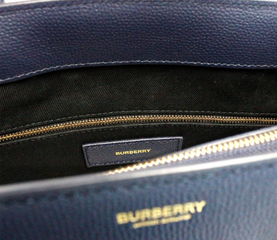 Burberry Banner Medium Regency Blue Leather Tote Crossbody Handbag Purse - - - Burberry