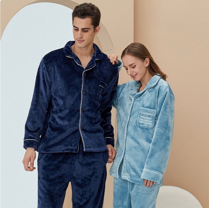 Lovers Fashion Pajamas Couple Set Coral Fleece Thickened Loungewear Suit