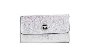 Versace Small Metallic Silver Lamb Leather Medusa Clutch Crossbody Wallet Bag - Silver - - Versace