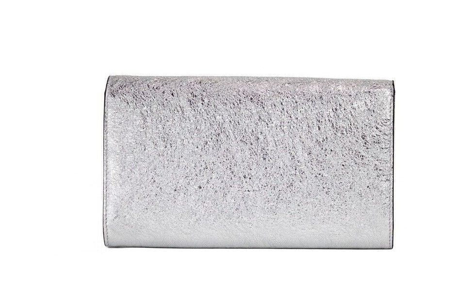 Versace Small Metallic Silver Lamb Leather Medusa Clutch Crossbody Wallet Bag - - - Versace