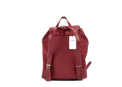 COACH Dempsey Red Apple Signature Jacquard Canvas Logo Patch Backpack - - - COACH