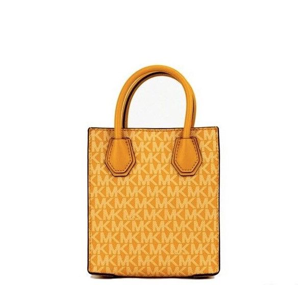 Michael Kors Mercer XS Honeycomb Gold Signature PVC North South Shopper Crossbody Bag - - - Michael Kors